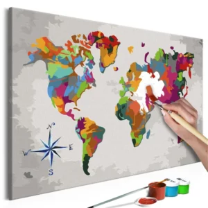Painting by numbers adults World Map (Wind Rose)