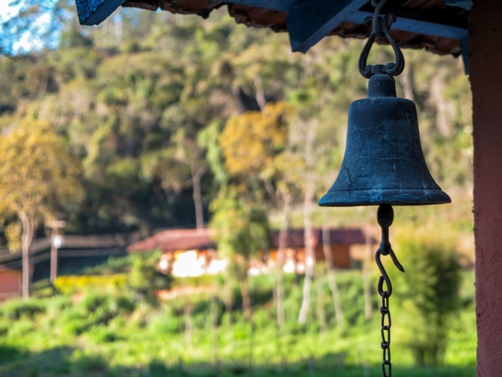 A wind chime with nature background