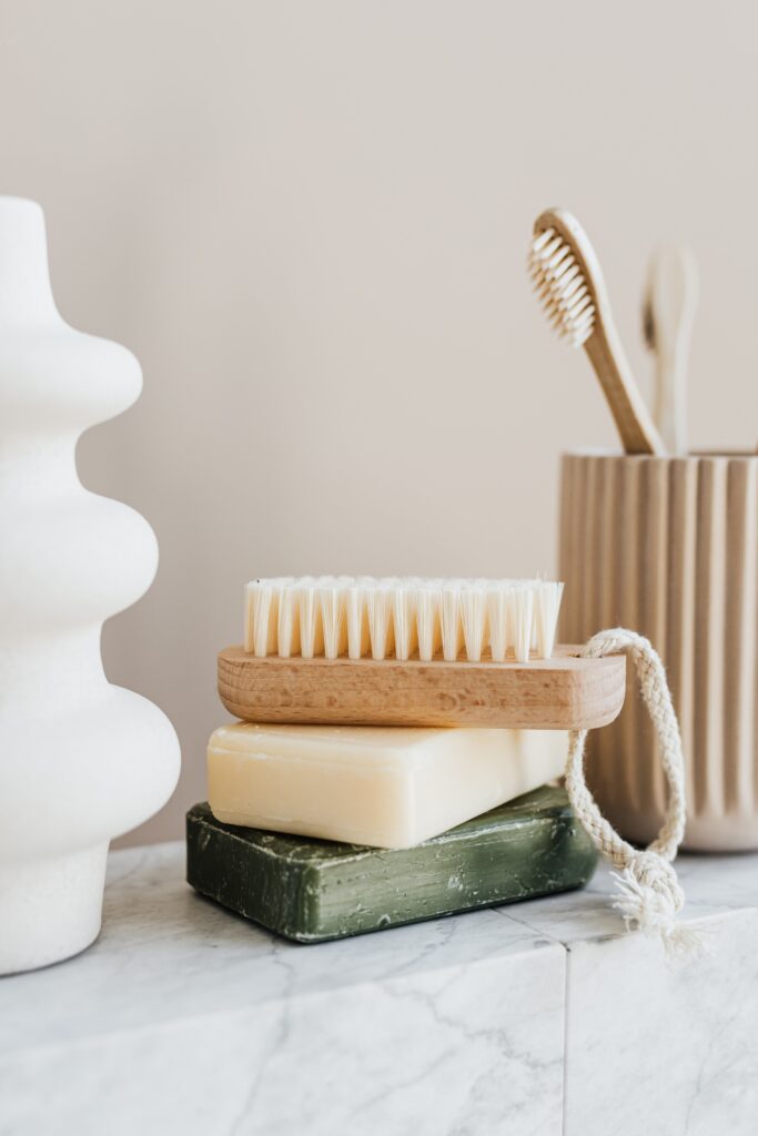 Wooden toothbrush and bath accessories