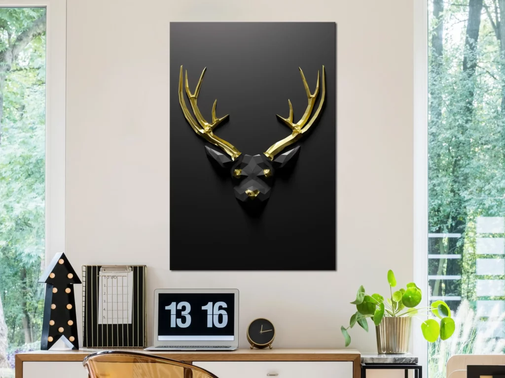 art-print-golden-antlers-vertical