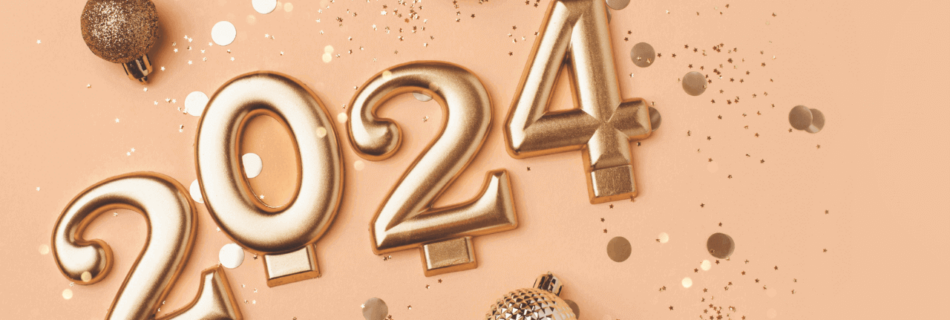 a text with 2024 on a peach background