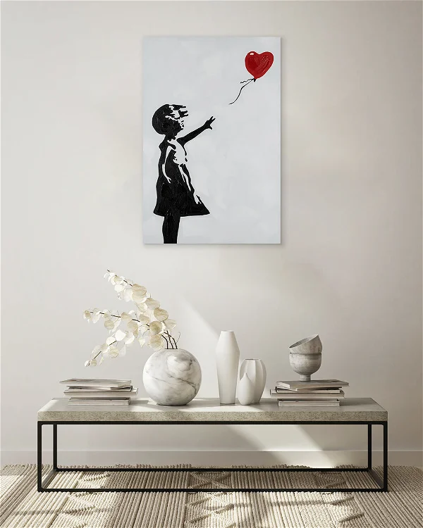 Hand-painted painting 'Banksy's Heart Balloon'