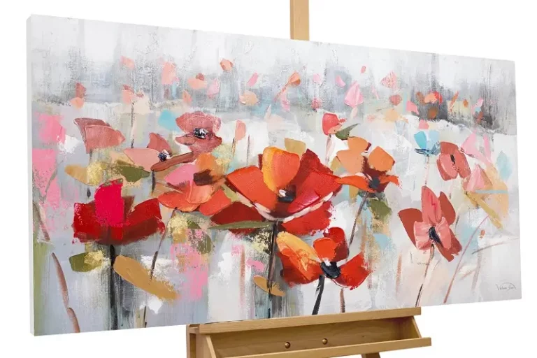 Handpainted Painting 'Sea of Poppies'